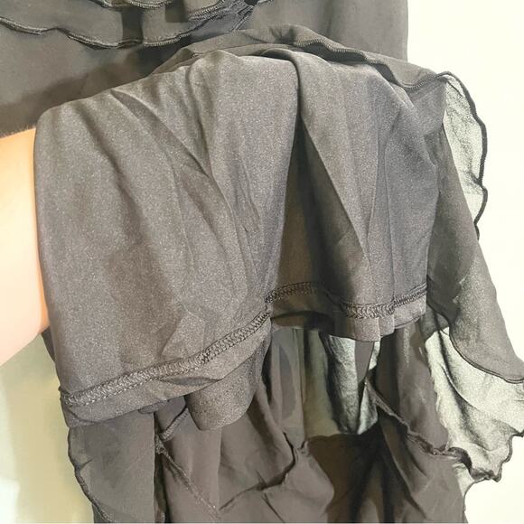 H&M Womens V-Neck Sleeveless Layered Hem Ruffle Trim Dress Black Size 8 - Picture 3 of 14